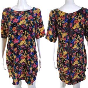 Yumi Kim Silk Floral Print Shift Dress Size Small Watercolor Loose‎ Back Zipper